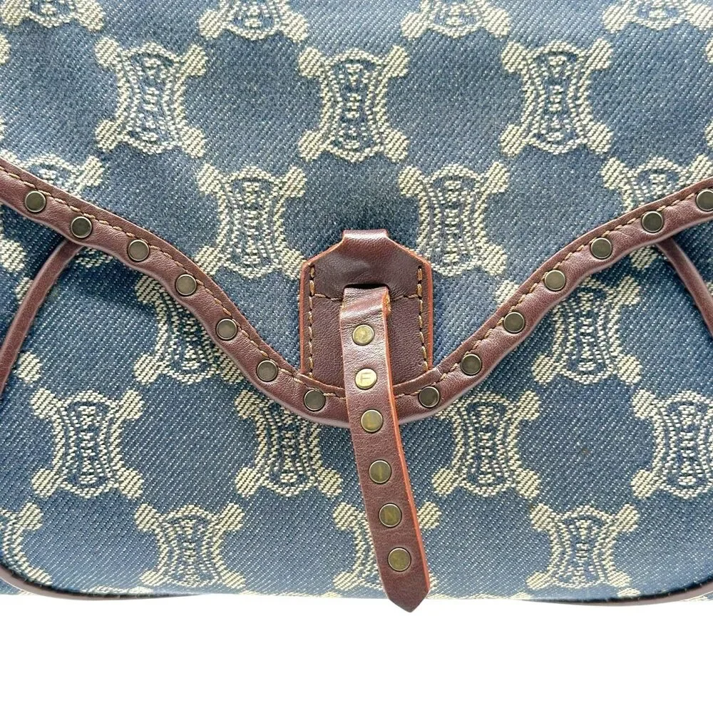 Celine Denim Triomphe Monogram Poulbot Bag - Picture 7 of 12